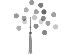 東京スカイツリーのアイコンとドットのデザイン