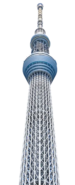 東京スカイツリーの全景（下から見上げた外観）