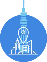 地図のピンとアクセス性を示す位置情報のアイコン