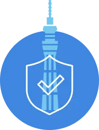 災害からの保護を象徴するシールド(盾)のアイコン