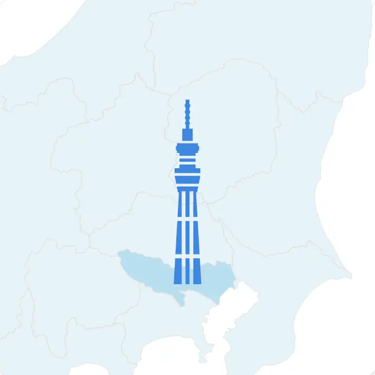 近隣のビル群を遥かに見下ろす、東京スカイツリー展望台からの都心の眺望