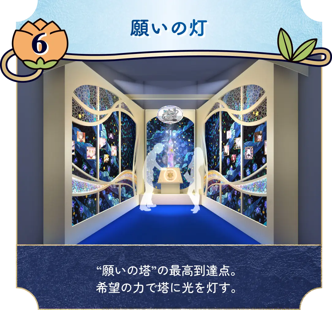 願いの灯 “願いの塔”の最高到達点。希望の力で塔に光を灯す。