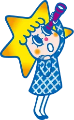 望遠鏡を覗いているソラカラちゃんのイラスト