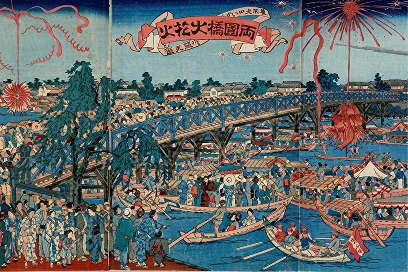 江戸時代の花火大会を描いた浮世絵