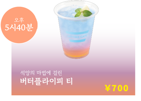 오전 5시40분 석양의 마법에 걸린 버터플라이피 티 ￥700