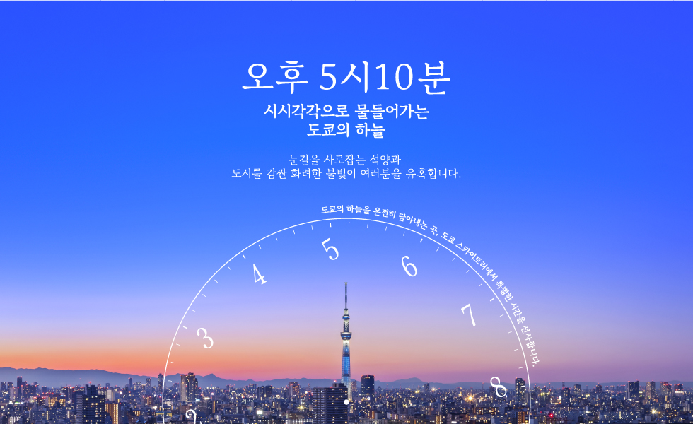 오후 5시10분 시시각각으로 물들어가는 도쿄의 하늘