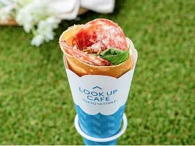 野菜やサラミを巻いたお食事系のクレープ